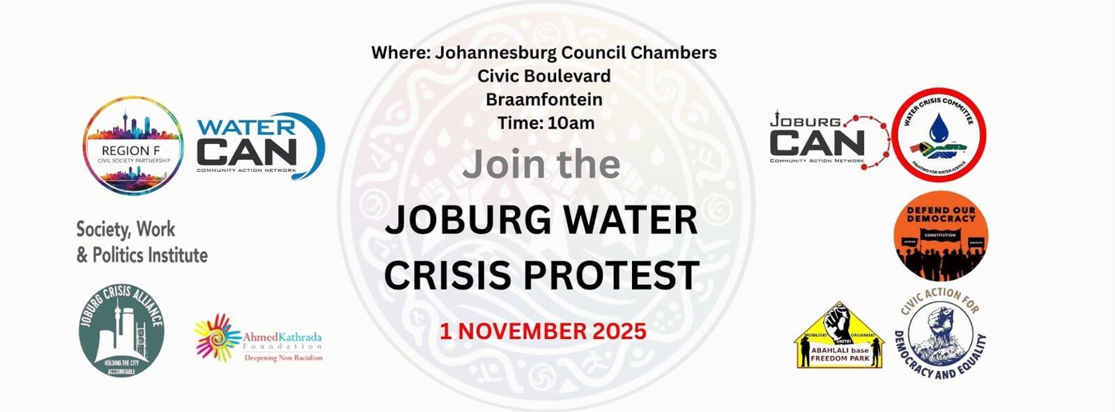 Civil society to protest water crisis in Johannesburg